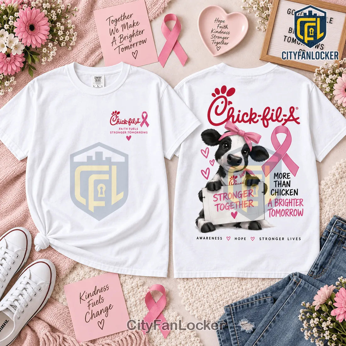 Chick-fil-A Mascot Pink Ribbon Awareness Shirt