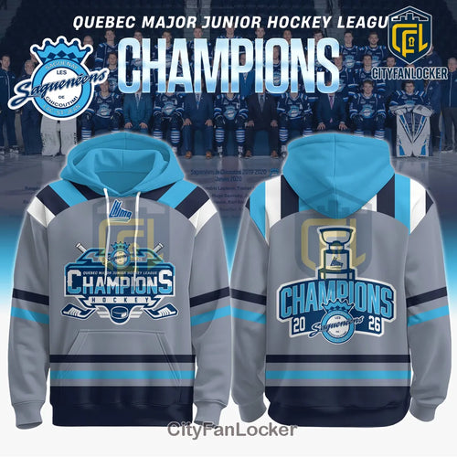 Chicoutimi Sagueneens QMJHL 2026 Champions Limited Edition Grey Hoodie