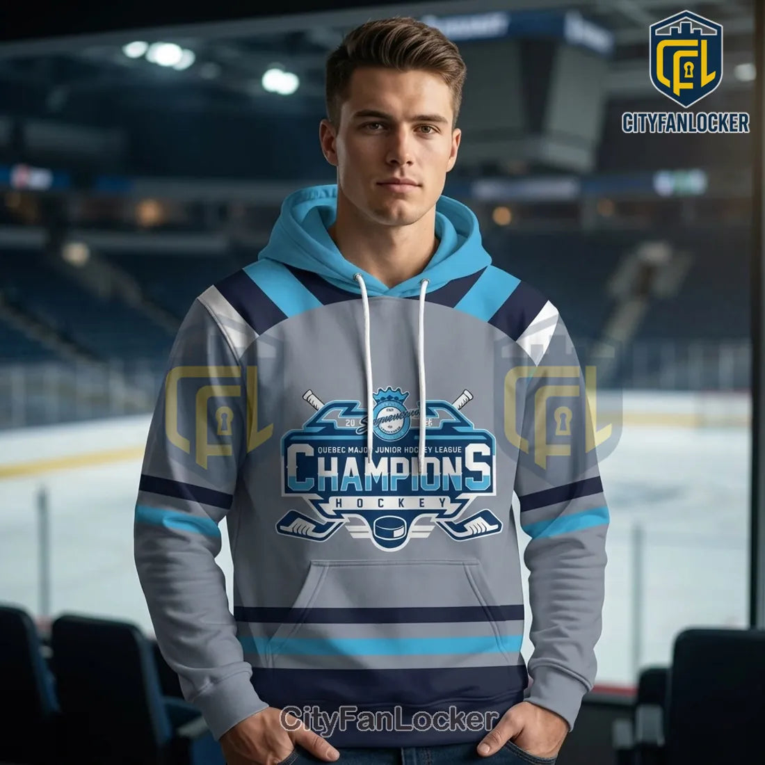 Chicoutimi Sagueneens QMJHL 2026 Champions Limited Edition Grey Hoodie