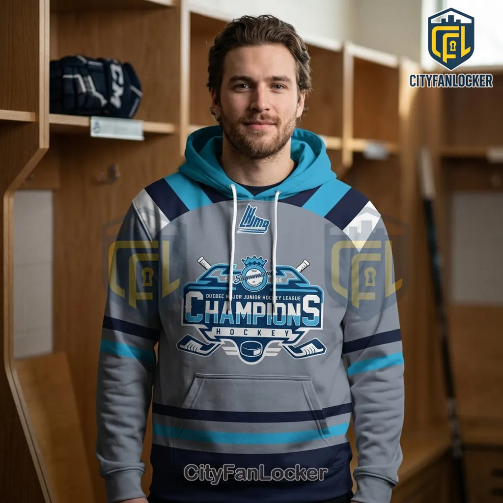 Chicoutimi Sagueneens QMJHL 2026 Champions Limited Edition Grey Hoodie