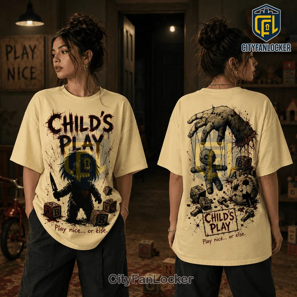 Childs Play Chucky Voodoo Doll Horror Cream T-Shirt