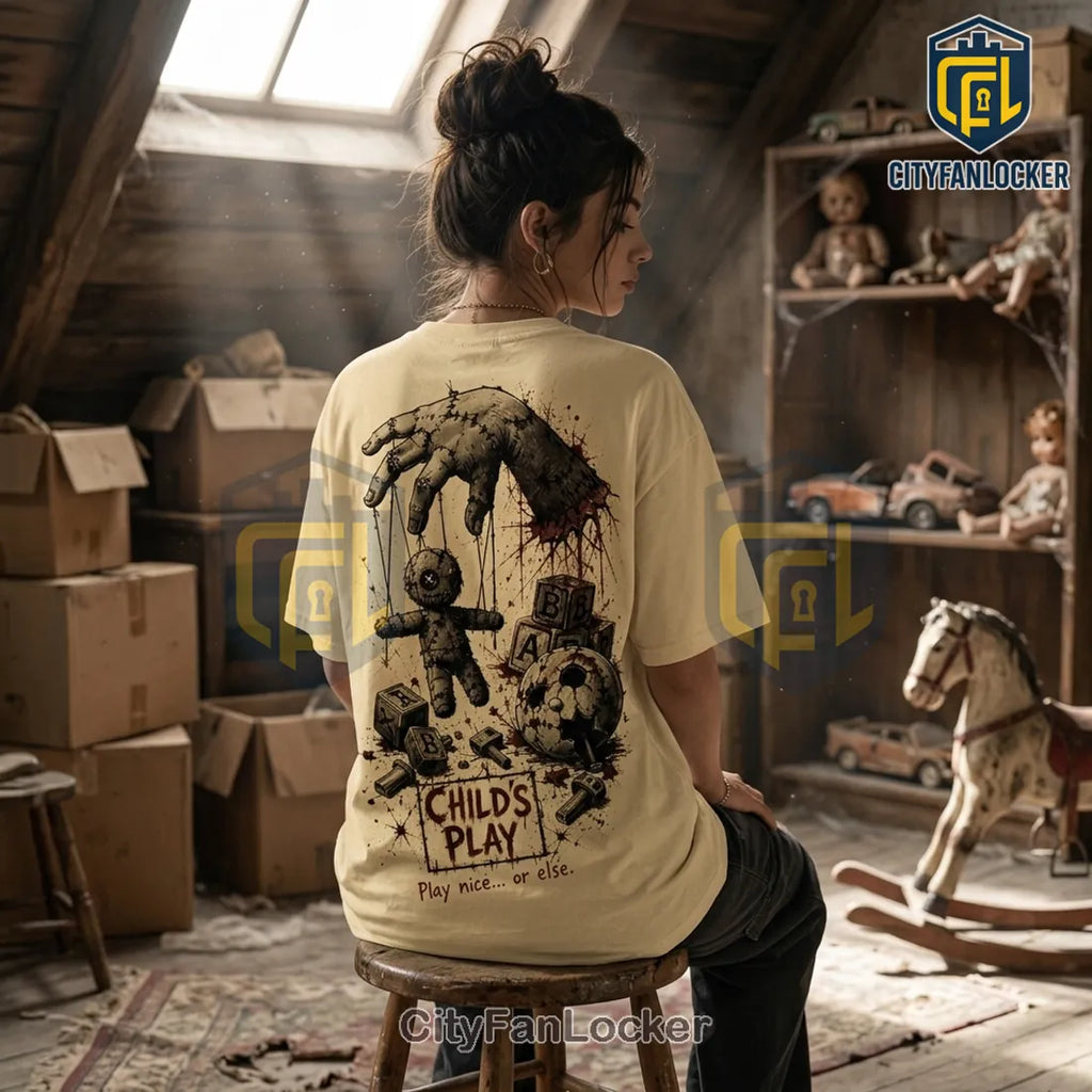 Childs Play Chucky Voodoo Doll Horror Cream T-Shirt