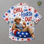 Chill The Fourth Out Cowboy Patriotic Hawaiian Shirt