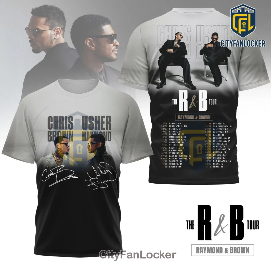 Chris Brown Usher R&B Tour Raymond & Brown Shirt