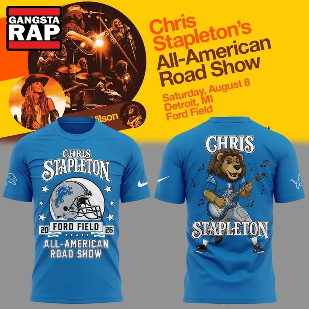 Chris Stapleton x Detroit Lions All American Road Show New 3D Shirt , Music Trend Shirt