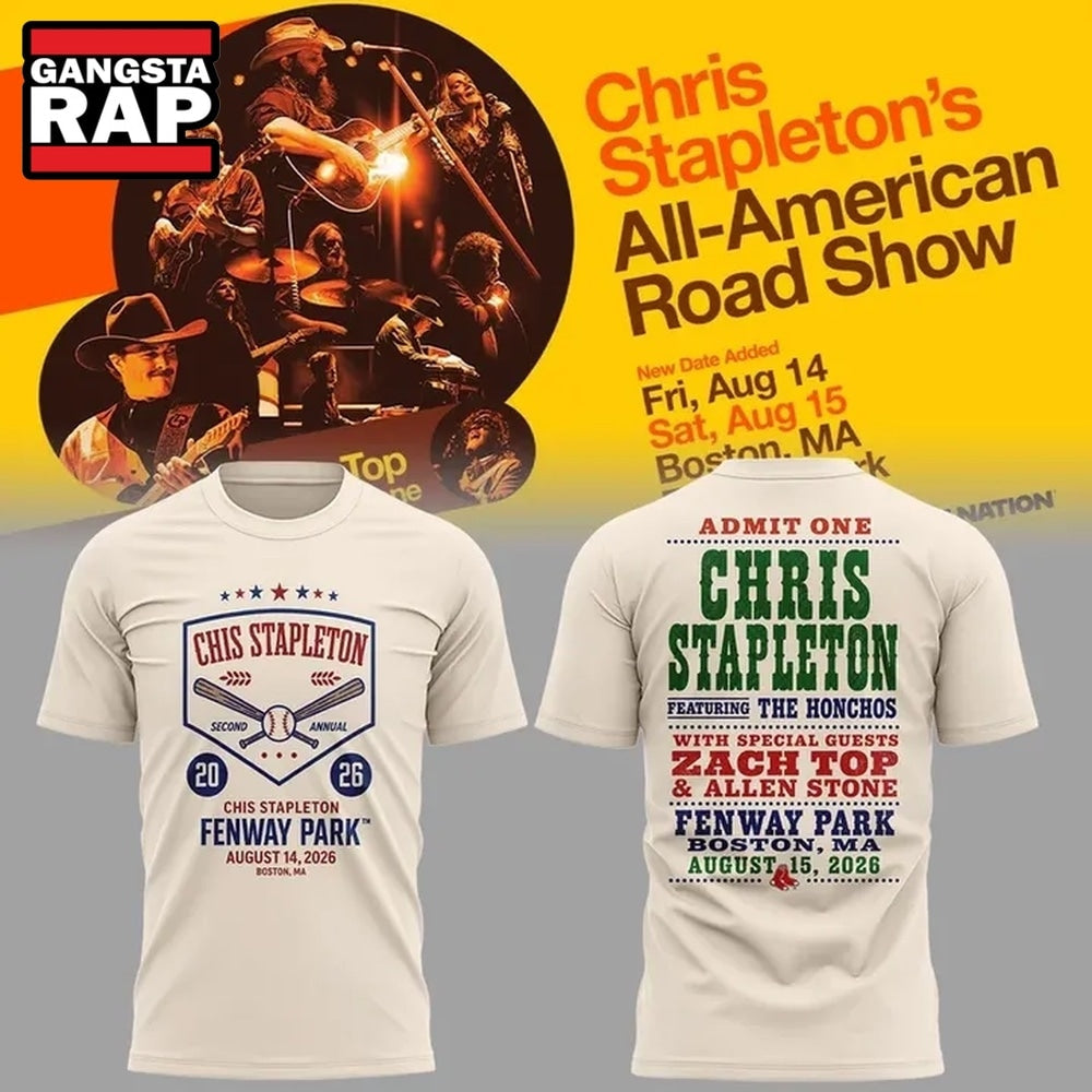 Chris Stapleton x Fenway Park All American Road Show 2026 Spceical New 3D Shirt