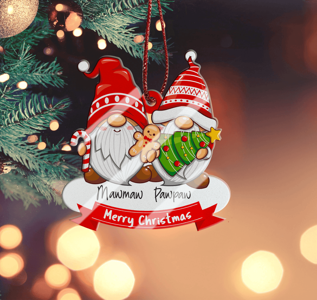 Christmas Family Gnome Ornament - Custom Shaped Ornament Acrylic - Christmas Gift for Family, Friends, Babies, Mothers and Grandma