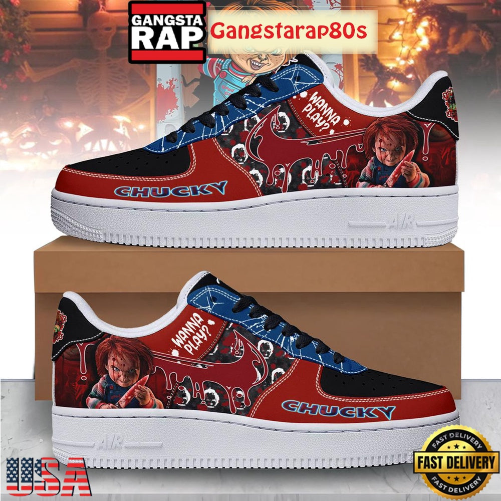 Chucky Wanna Play Halloween Air Force 1 Shoes Running Sneakers