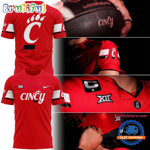 Cincinnati Bearcats Football Red Uniform T Shirt
