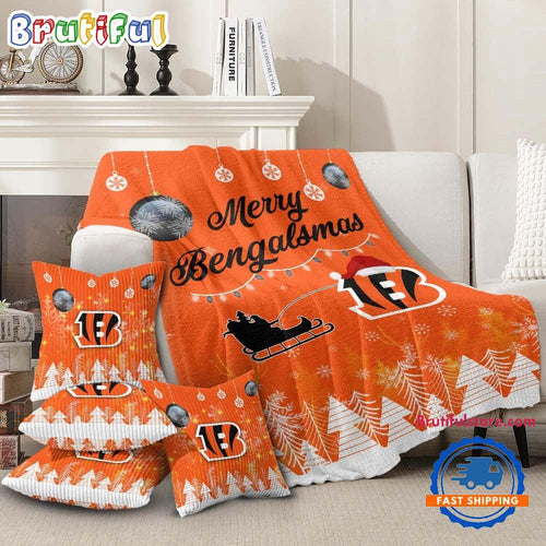 Cincinnati Bengals 2025 NFL Christmas Fleece Blanket, Football Limited Edition Blanket