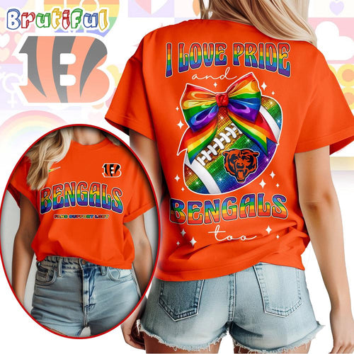 Cincinnati Bengals 2026 NFL Pride Month Football Bow Unisex 3D Shirt