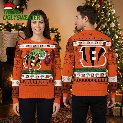 Cincinnati Bengals Grinch Hand Ugly Christmas Sweater