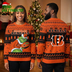 Cincinnati Bengals Grinch Holding Football Ugly Christmas Sweater Gift For Fans