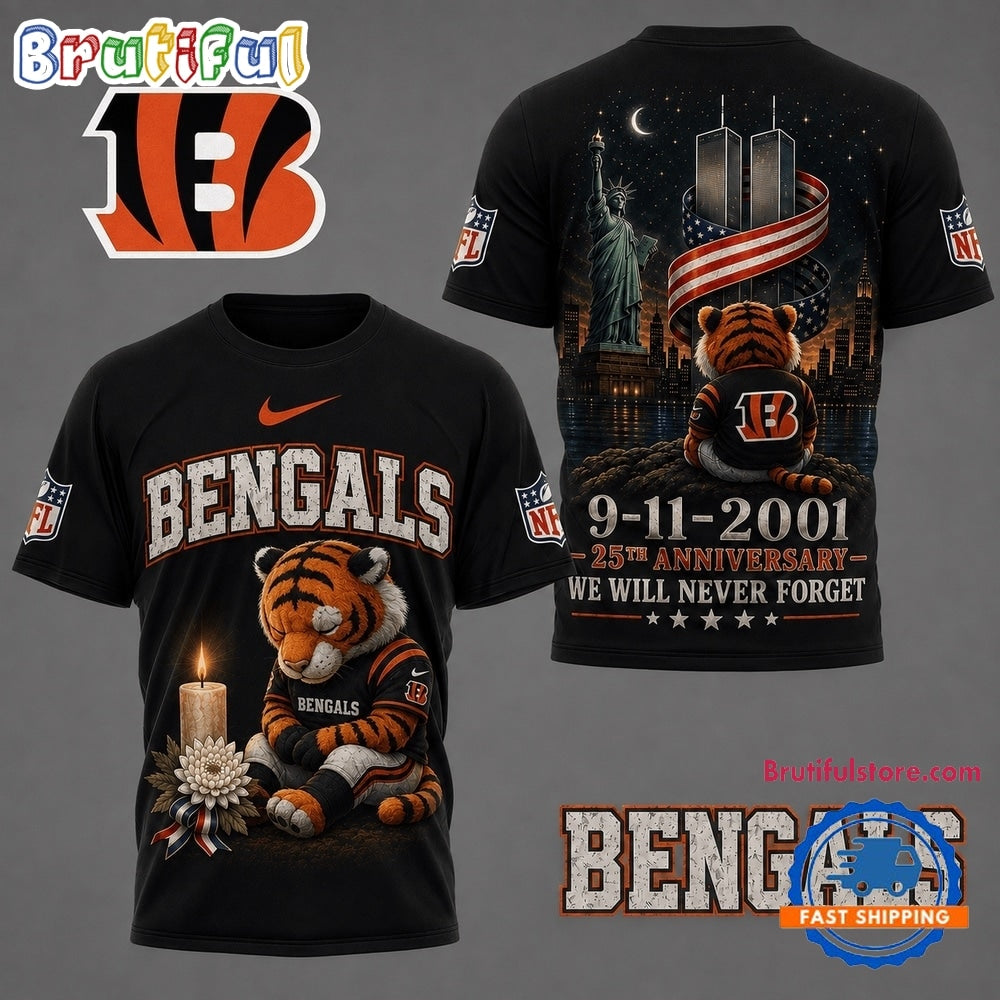 Cincinnati Bengals NFL 9 11 25th Anniversary Never Forget Memorial 3D T Shirt