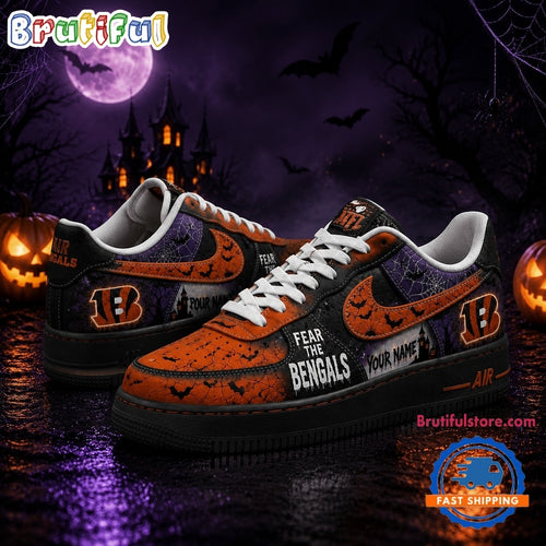 Cincinnati Bengals NFL Fear The Team Halloween Air Force 1 Shoes Sneakers