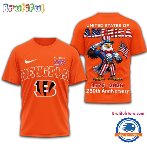 Cincinnati Bengals NFL United States of American 250th Anniversary 3D T Shirt