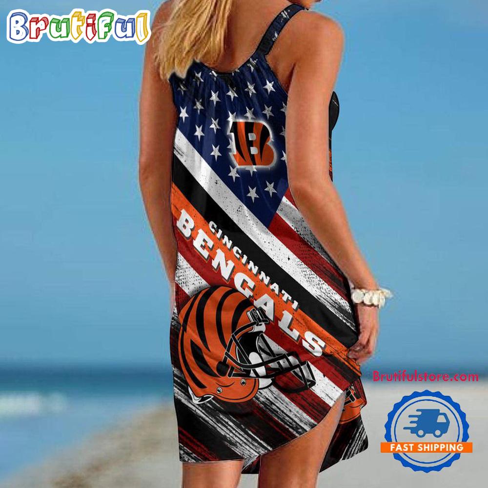 Cincinnati Bengals USA Independence Day Women’s Summer Beach Sling Dress
