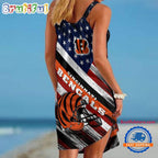 Cincinnati Bengals USA Independence Day Women’s Summer Beach Sling Dress