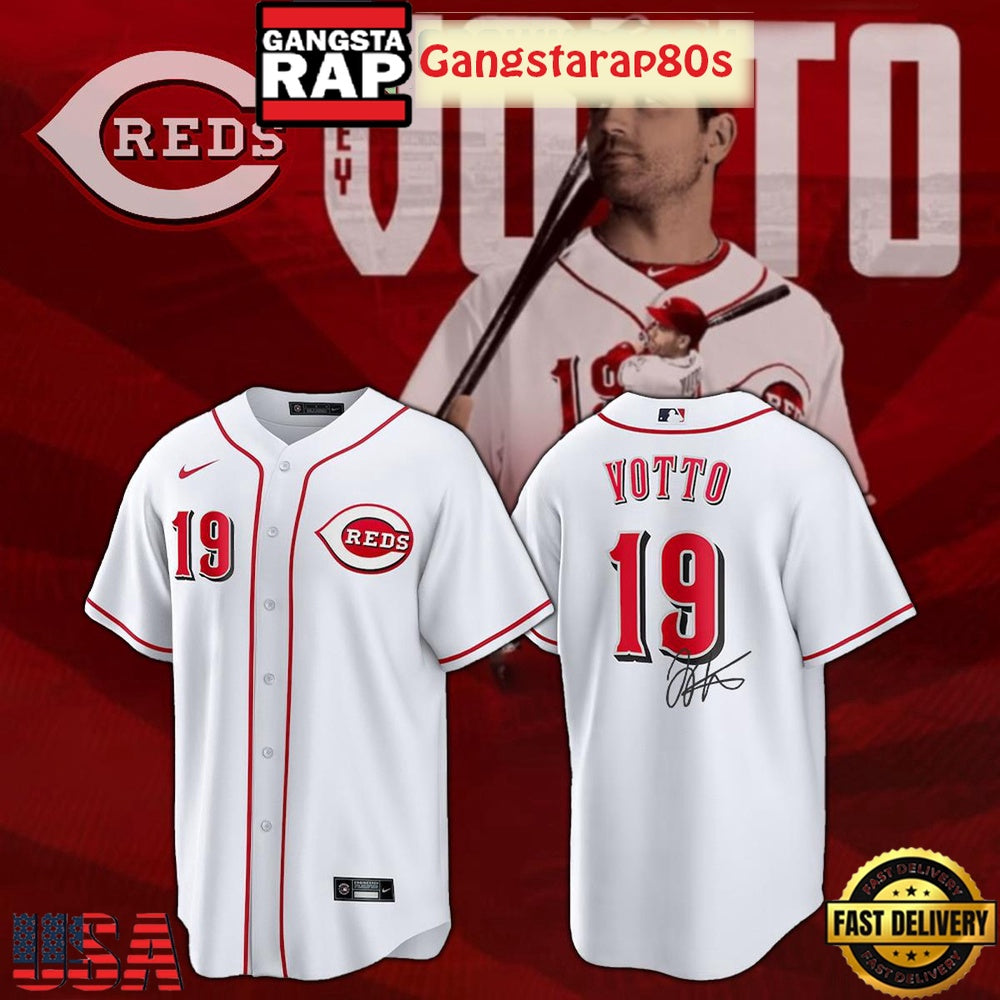 Cincinnati Reds Joey Votto Forever Number 19 Thank You Baseball Jersey