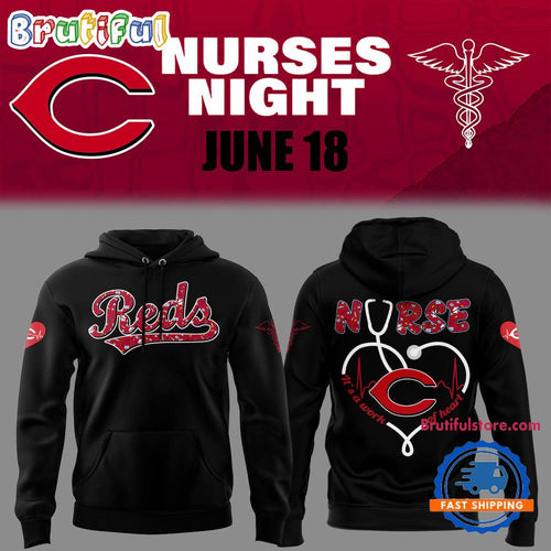 Cincinnati Reds NURSES NIGHT 2025 Black Hoodie Shirt