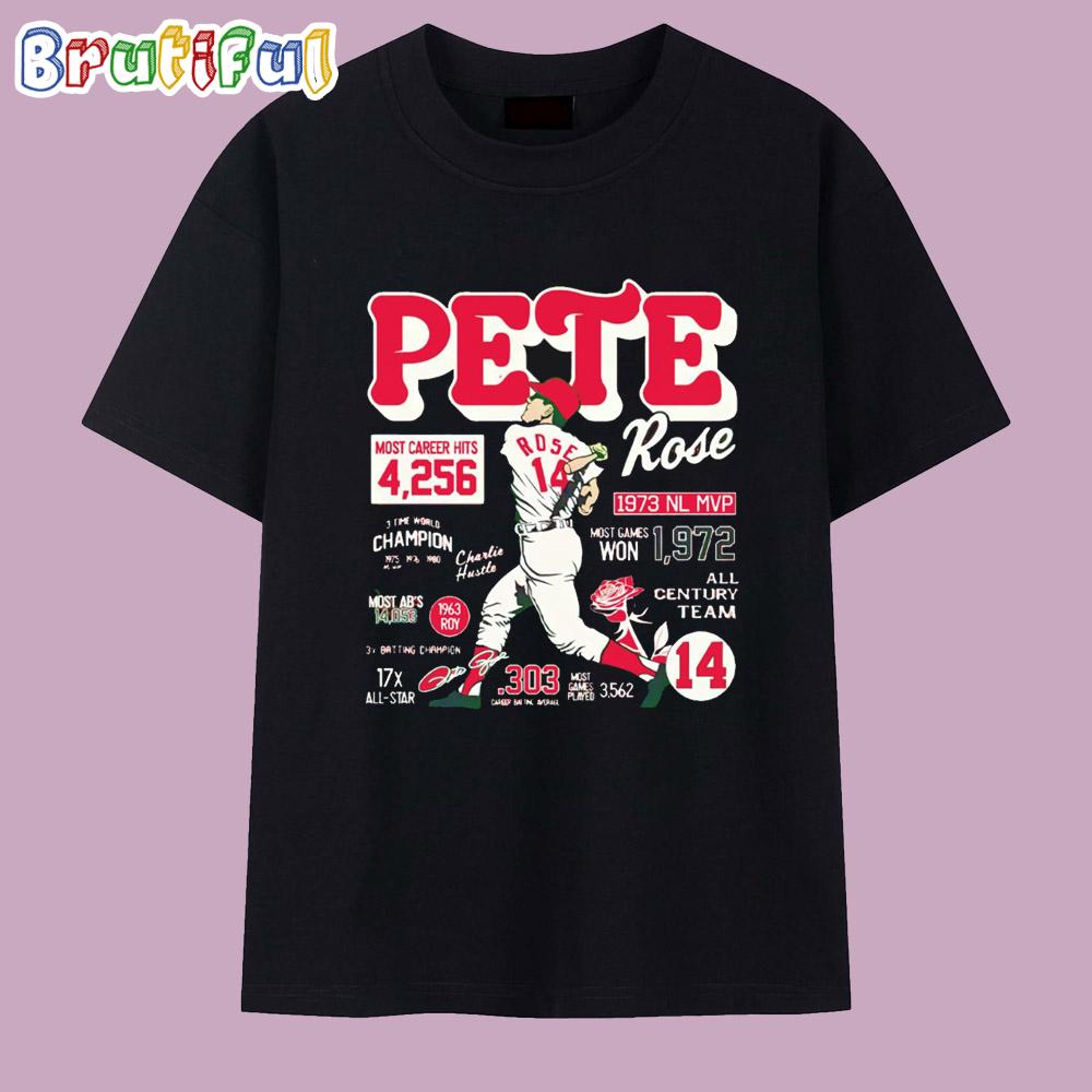 Cincinnati Reds Pete Rose Career Stats T Shirt