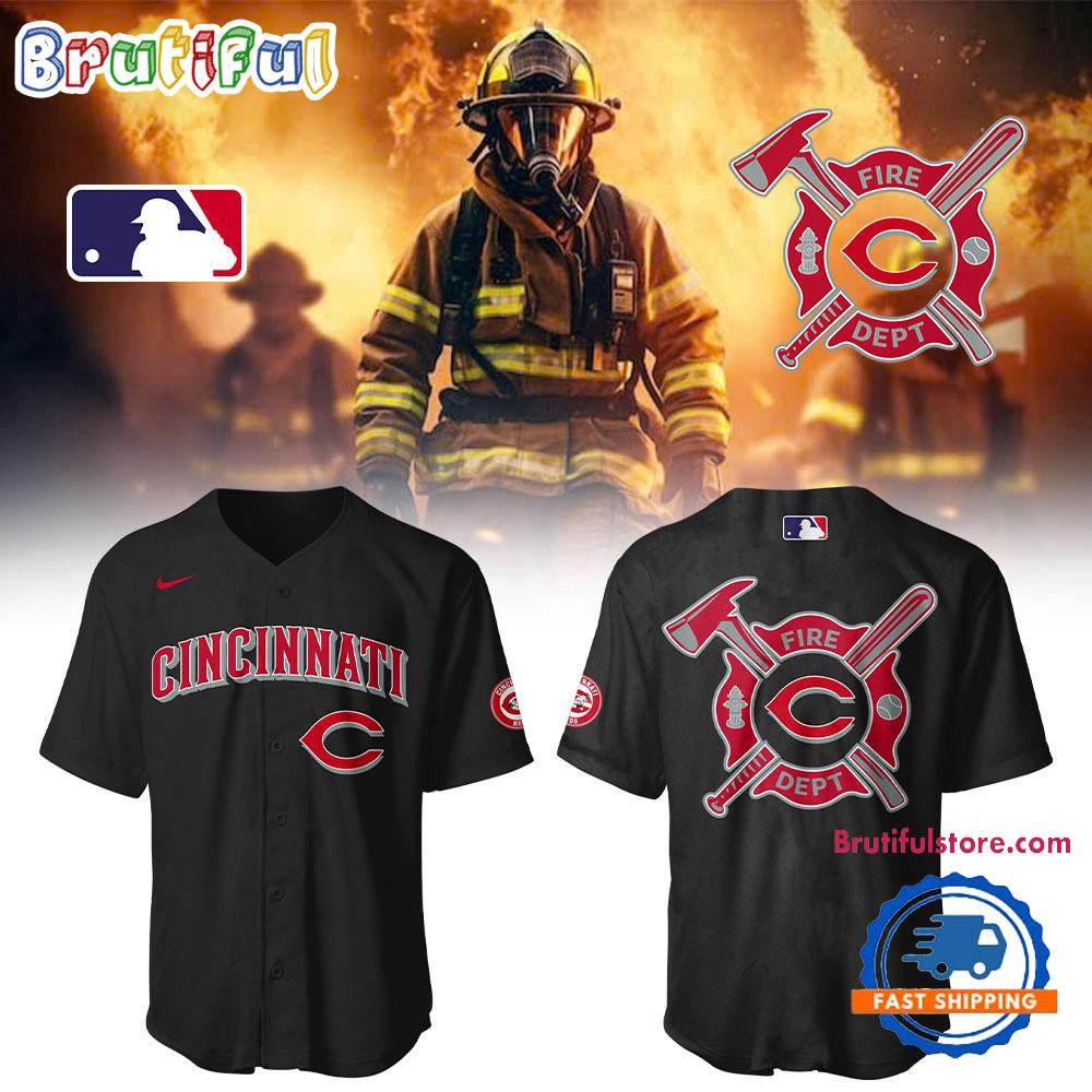 Cincinnati Reds x Firefighter Appreciation Night 2025 Black Jersey Shirt