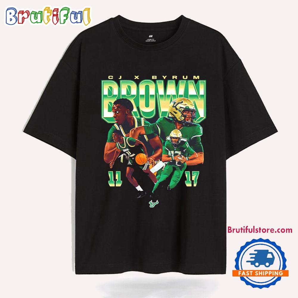 CJ Brown x Byrum Brown USF basketball Player Collage T Shirt