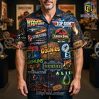 Classic 80s Cinema Collage Pattern Hawaiian Shirt