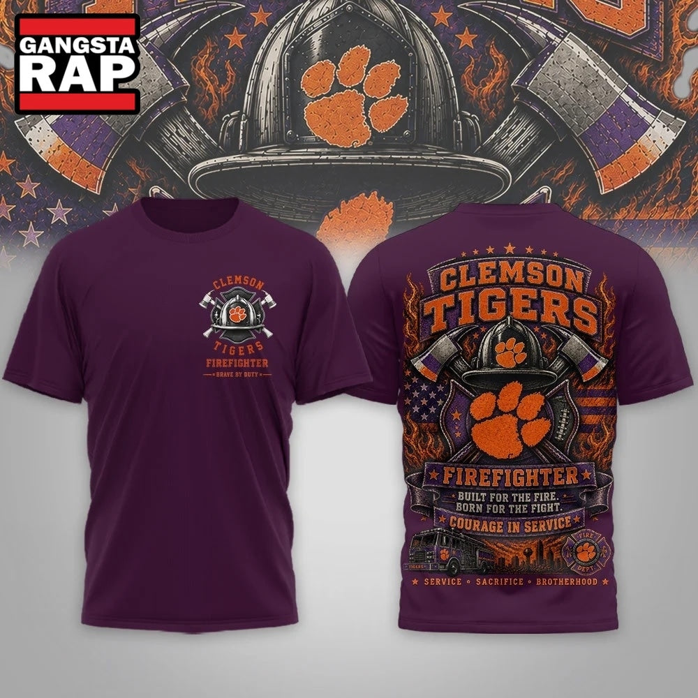 Clemson Tigers 2026 NCAA Firefighter Built for the Fire 3D Shirt Hoodie T-Shirt