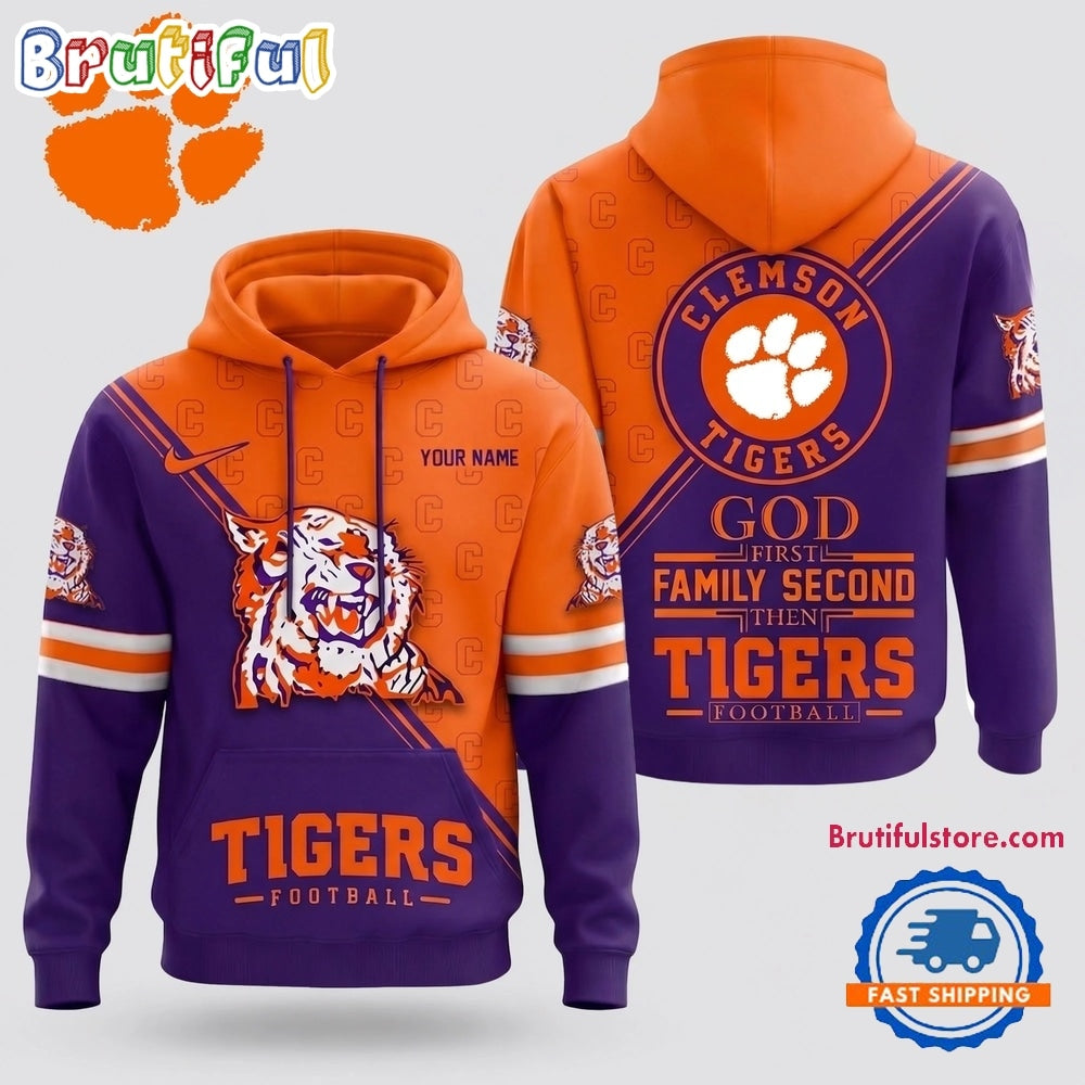 Clemson Tigers 2026 NCAA Personalized Faith Family Football Hoodie
