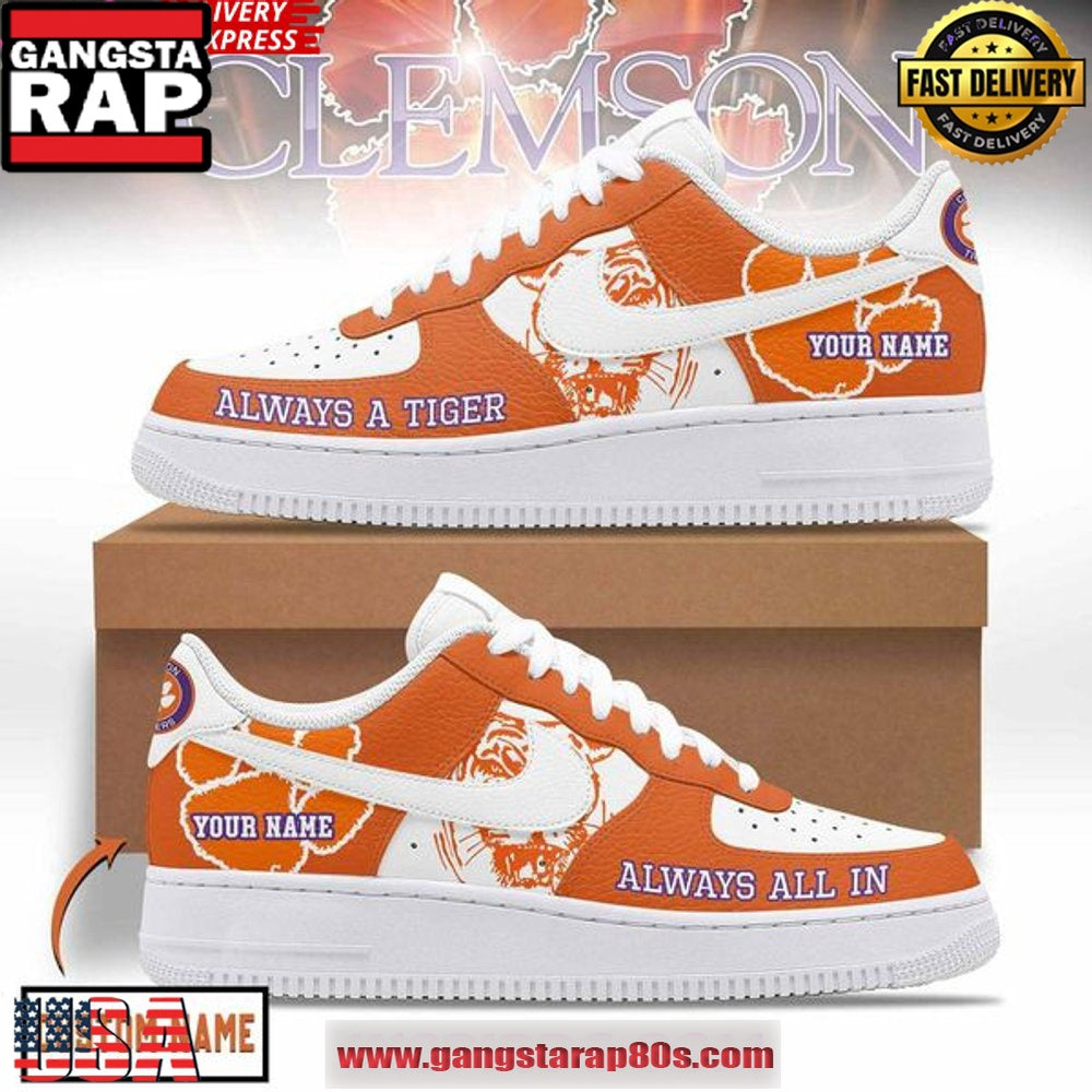 Clemson Tigers Always A Tiger Custom Air Force 1 Running Sneakers Shoes