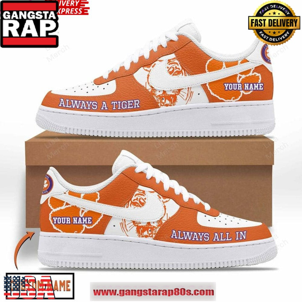 Clemson Tigers Always A Tiger Custom Air Force 1 Running Sneakers Shoes