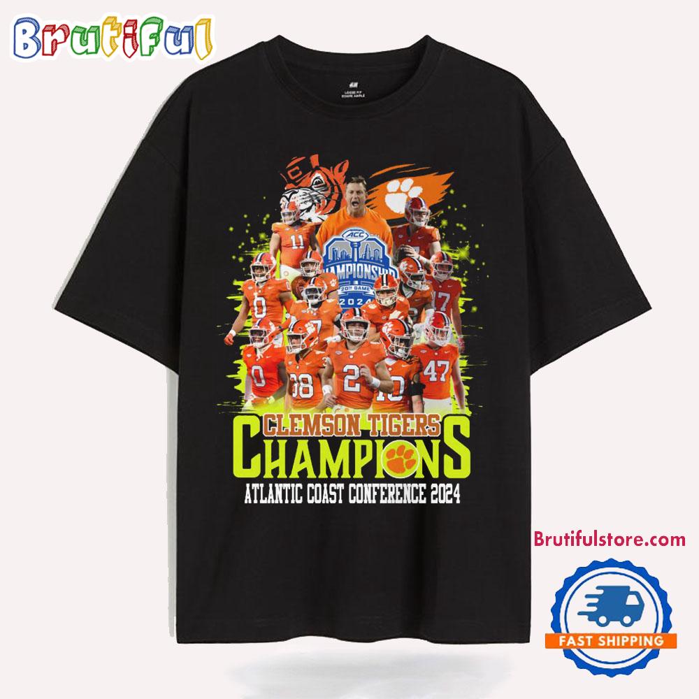 Clemson Tigers Champions Atlantic Coast Conference 2024 T Shirt