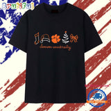 Clemson Tigers Christmas sock hat tree bow elements T Shirt