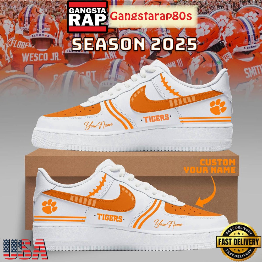 Clemson Tigers Football New Season 2025 Custom Name Air Force 1 Sneakers Shoes