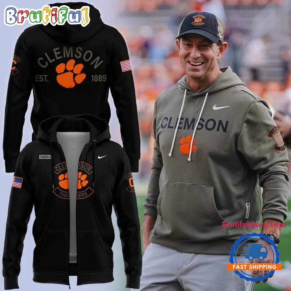 Clemson Tigers Football x Military Appreciation Limited Edition Black Zipper Hoodie