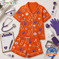 Clemson Tigers NCAA Heartbeats & Home Teams Short Sleeve Pajamas Set