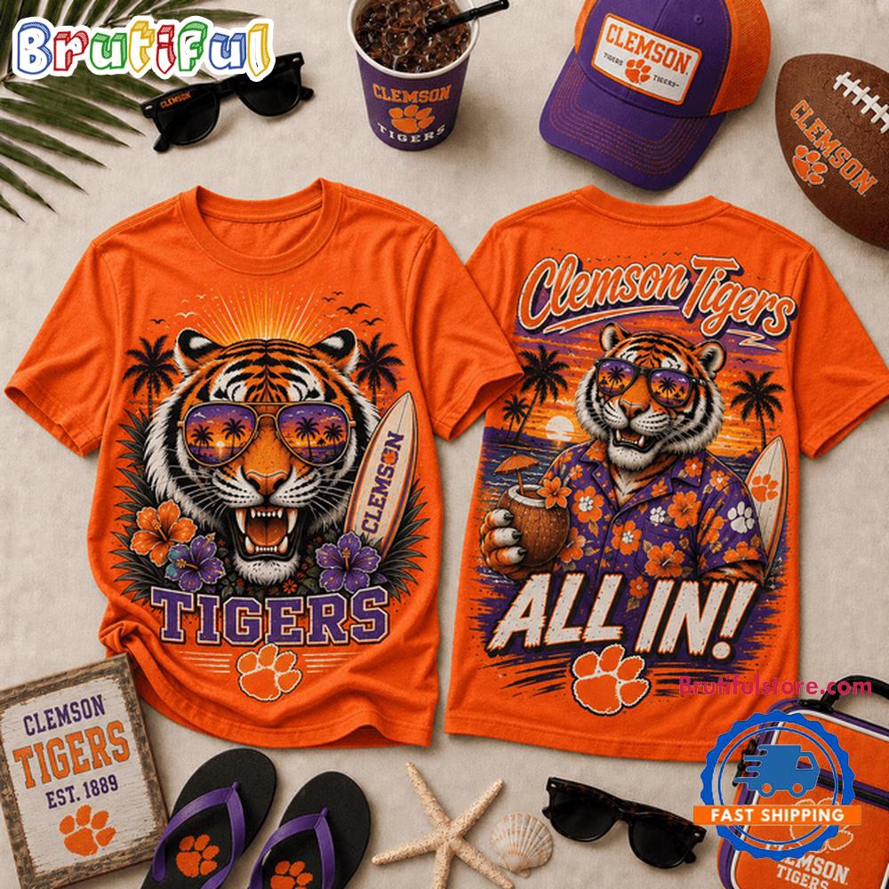 Clemson Tigers NCAA Summer Tropical Mascot Unisex 3D Shirt