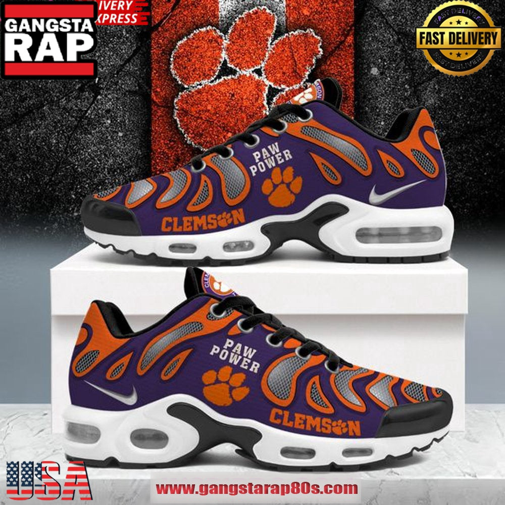 Clemson Tigers Paw Power Air Max Plus Shoes Running Sneakers