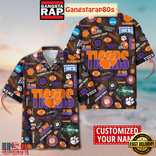 Clemson Tigers Solgan Tiger Territory True Fan Spirit Custom Name Aloha Hawaiian Shirt