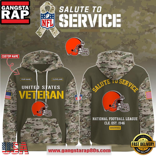 Cleveland Browns NFL Veteran Birthday 2025 Custom Name Unisex Hoodie