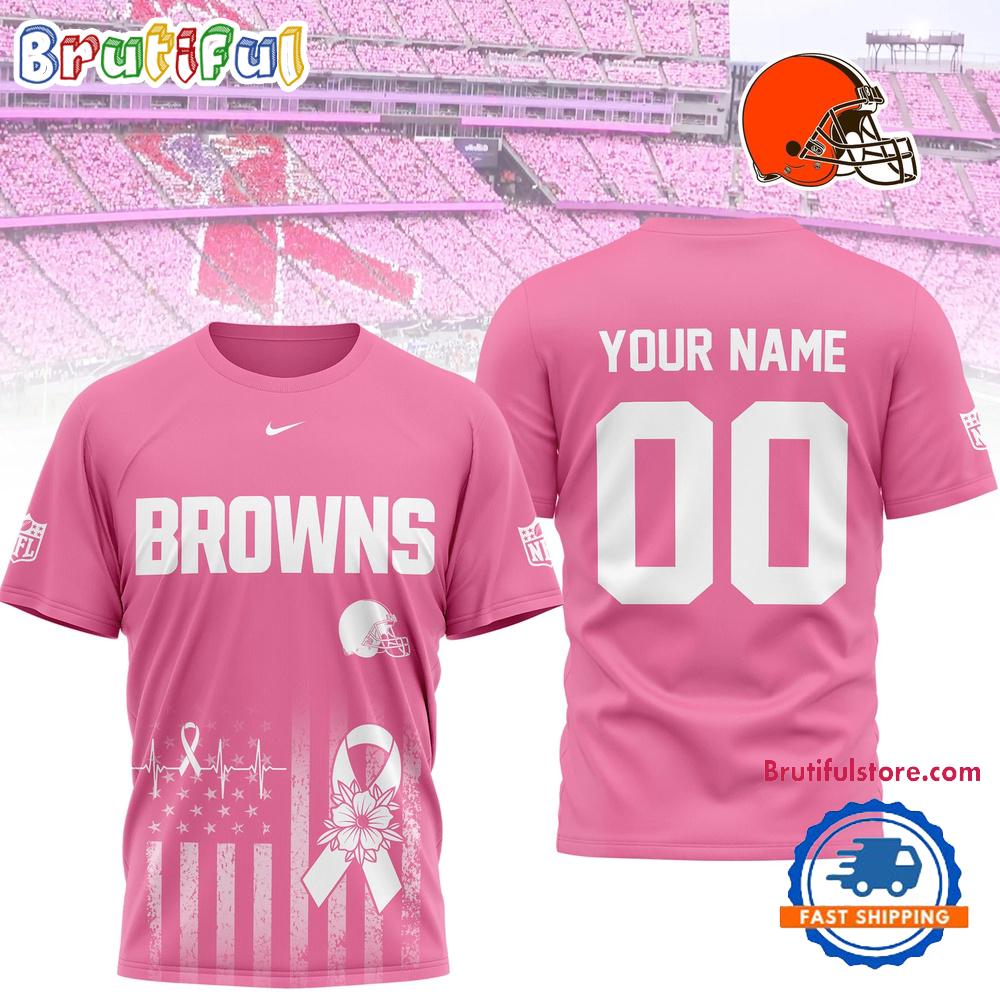 Cleveland Browns 2026 NFL Breast Cancer Awareness Custom 3D Shirt
