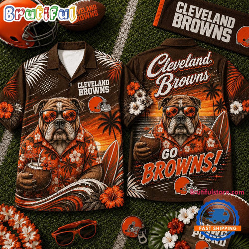 Cleveland Browns 2026 NFL Mascot Beach Vibes Summer Hawaiian Shirt