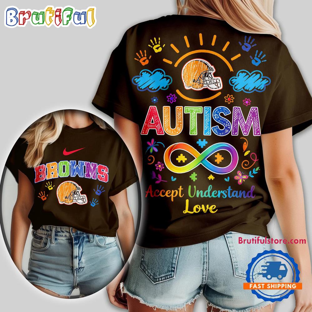 Cleveland Browns 2026 NFL National Autism Acceptance Month Design 3D T Shirt