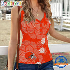 Cleveland Browns Flower Pattern Women’s V-Neck Ribbed Tank Top