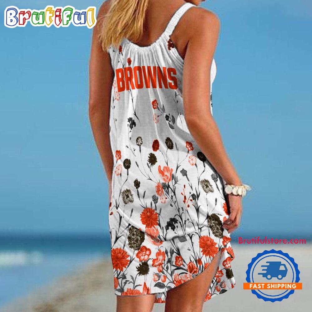 Cleveland Browns Flower Summer Beach Sling Dress