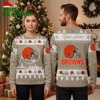 Cleveland Browns Football Helmet And Snowflake Ugly Christmas Sweater