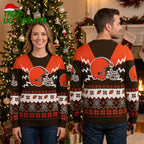 Cleveland Browns Football Helmet And Snowflakes Ugly Christmas Sweater