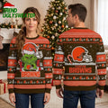 Cleveland Browns Grinch Santa Hat Football Helmet Ugly Christmas Sweater