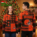 Cleveland Browns Helmet Snowflake Pattern Ugly Christmas Sweater